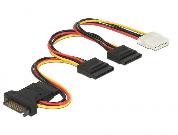 כבל מפצל חשמל תקע SATA 15 pin ל- 3 SATA x נקבה + מולקס נקבה - delock.israel