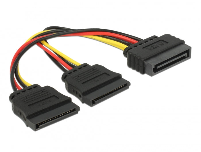 כבל מפצל חשמל תקע SATA 15 pin ל- 2 SATA x נקבה - delock.israel