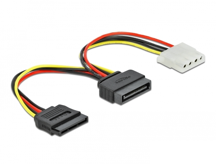 כבל מפצל חשמל תקע SATA 15 pin לשקע SATA + שקע מולקס - delock.israel