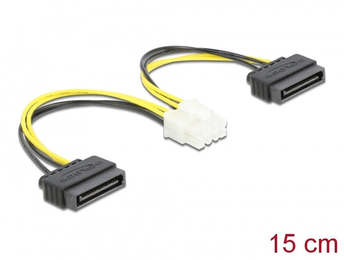 כבל חשמל תקע 8pin EPS ל- 2 SATA x זכר - delock.israel