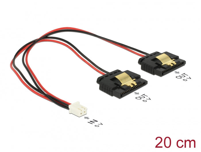 כבל חשמל שקע 2 פין ל- 2 SATA 15 pin x נקבה - delock.israel