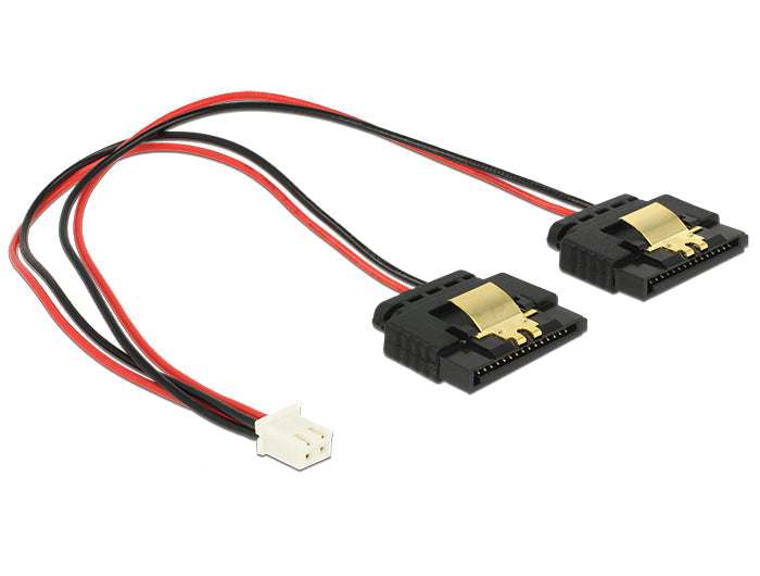 כבל חשמל שקע 2 פין ל- 2 SATA 15 pin x נקבה - delock.israel