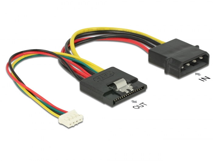 כבל חשמל שקע SATA 15 pin + שקע 4 פין לתקע מולקס - delock.israel