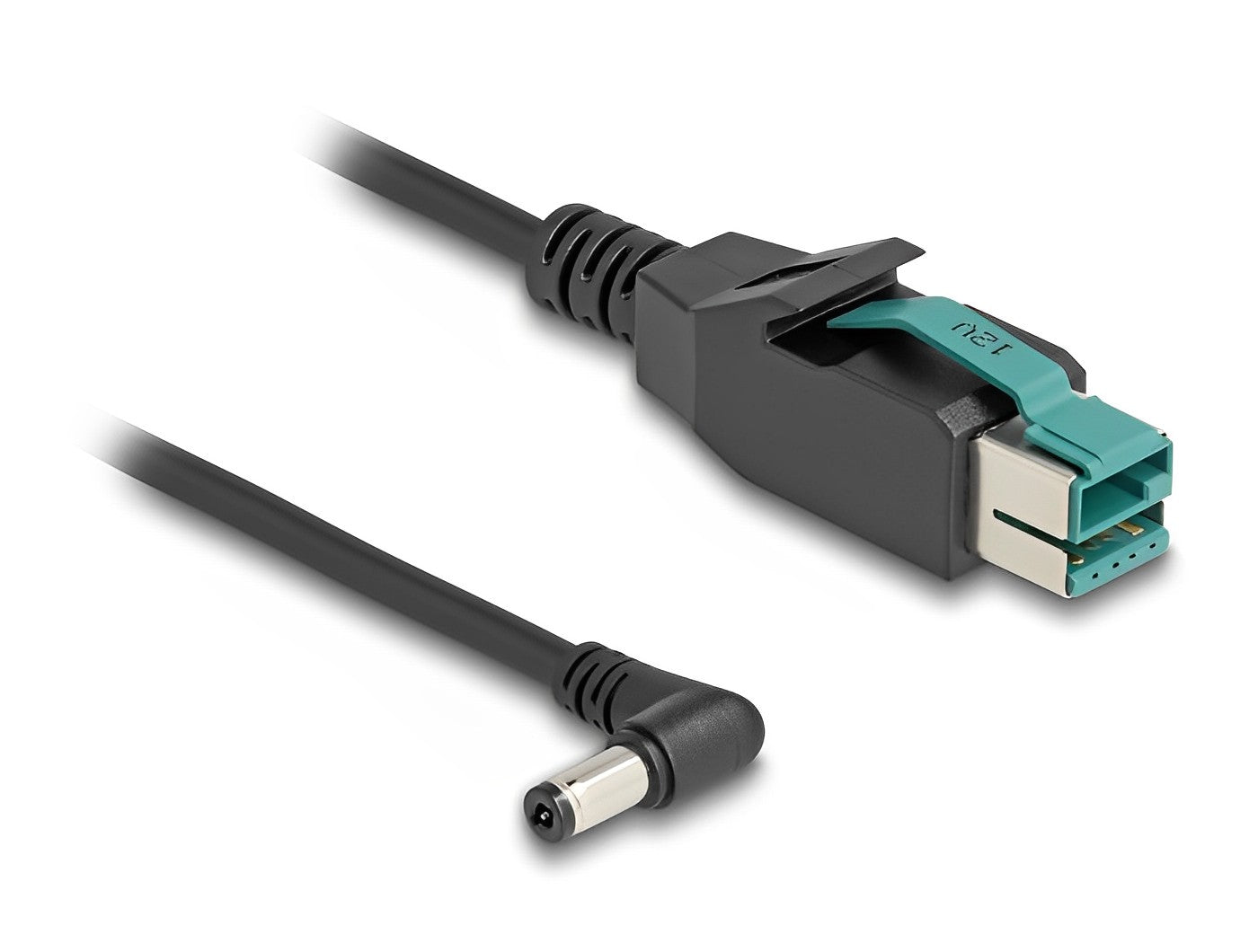 כבל USB עבור מדפסות קופה ומסופים תקע PoweredUSB 12V לתקע DC 5.5x2.1 בזווית 90° - delock.israel