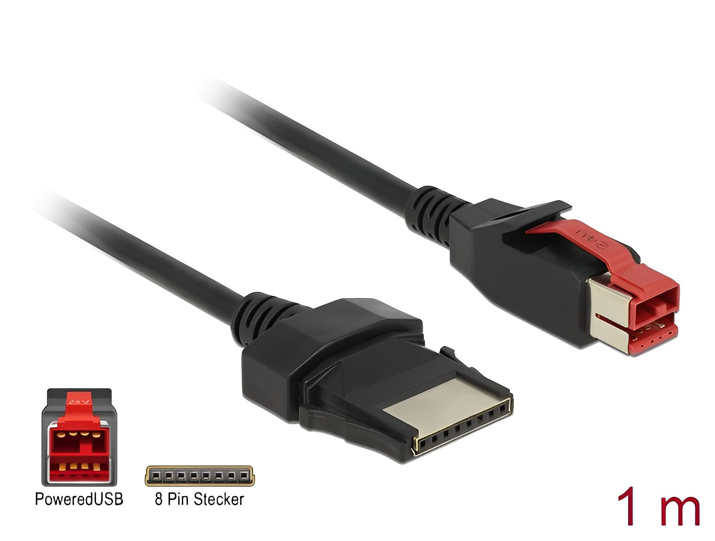 כבל USB עבור מדפסות קופה ומסופים תקע PoweredUSB 24V לתקע 8 פין - delock.israel