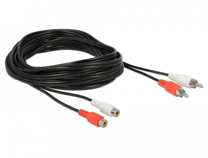 כבל מאריך ואודיו RCA x 2 ז/נ אורך 5 מטר - delock.israel