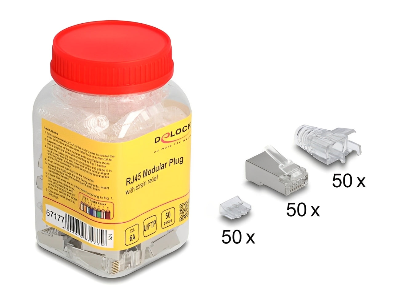 סט מחברי RJ45 מודולריים איכותיים ומסוככים (Shielded) מבית Delock גרמניה עם מובילים וכיסוים גומי המתאימים להתקנה אופטימלית של כבלים רשת Cat.6A
- delock.israel