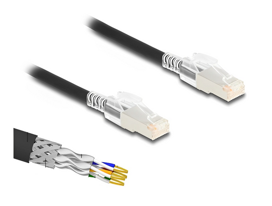 כבל רשת מאובטח RJ45 Cat.6A S/FTP ז/ז עם 10 קליפסים צבעונים - delock.israel