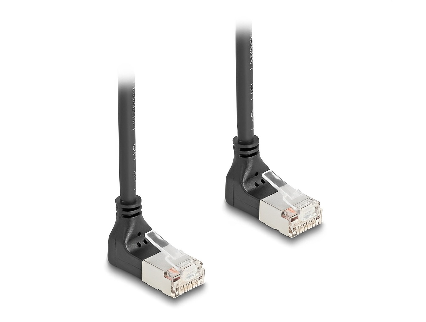 כבל רשת מסוכך RJ45 Cat.6A S/FTP Slim ז/ז שני צדדים בזווית 90° למעלה - delock.israel