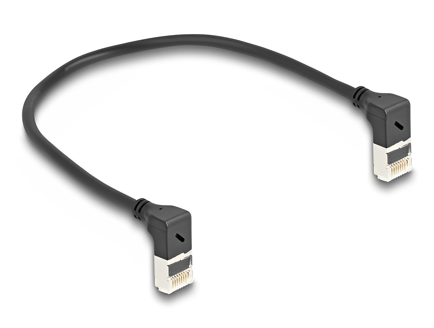 כבל רשת מסוכך RJ45 Cat.6A S/FTP Slim ז/ז שני צדדים בזווית 90° למעלה - delock.israel
