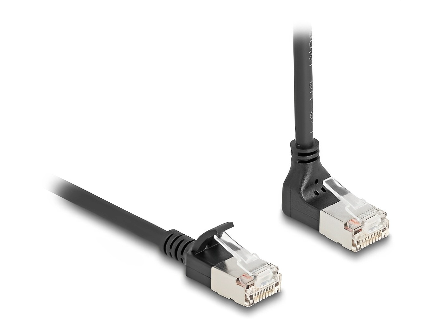 כבל רשת מסוכך RJ45 Cat.6A S/FTP Slim ז/ז צד אחד בזווית 90° למעלה - delock.israel
