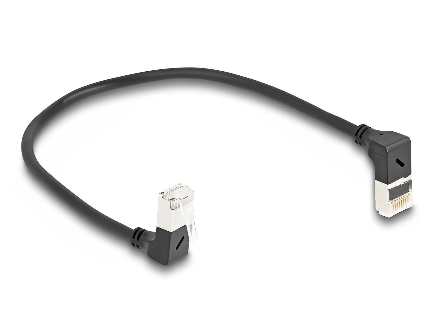 כבל רשת מסוכך RJ45 Cat.6A S/FTP Slim ז/ז שני צדדים בזווית 90° צד אחד למעלה צד שני למטה - delock.israel