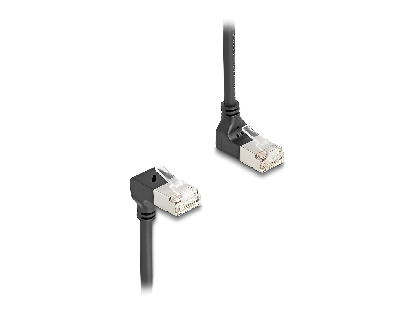 כבל רשת מסוכך RJ45 Cat.6A S/FTP Slim ז/ז שני צדדים בזווית 90° צד אחד למעלה צד שני למטה - delock.israel