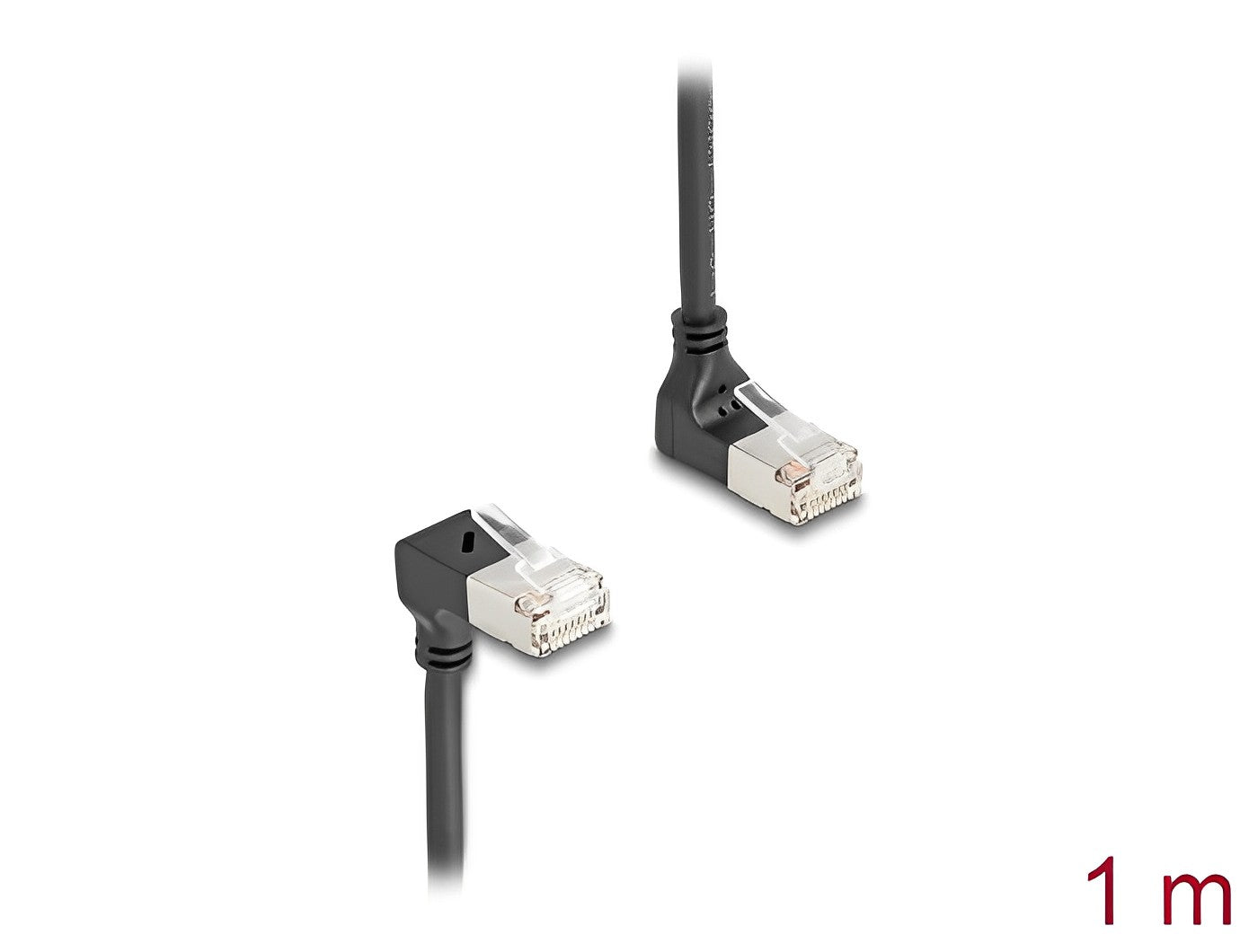 כבל רשת מסוכך RJ45 Cat.6A S/FTP Slim ז/ז שני צדדים בזווית 90° צד אחד למעלה צד שני למטה - delock.israel