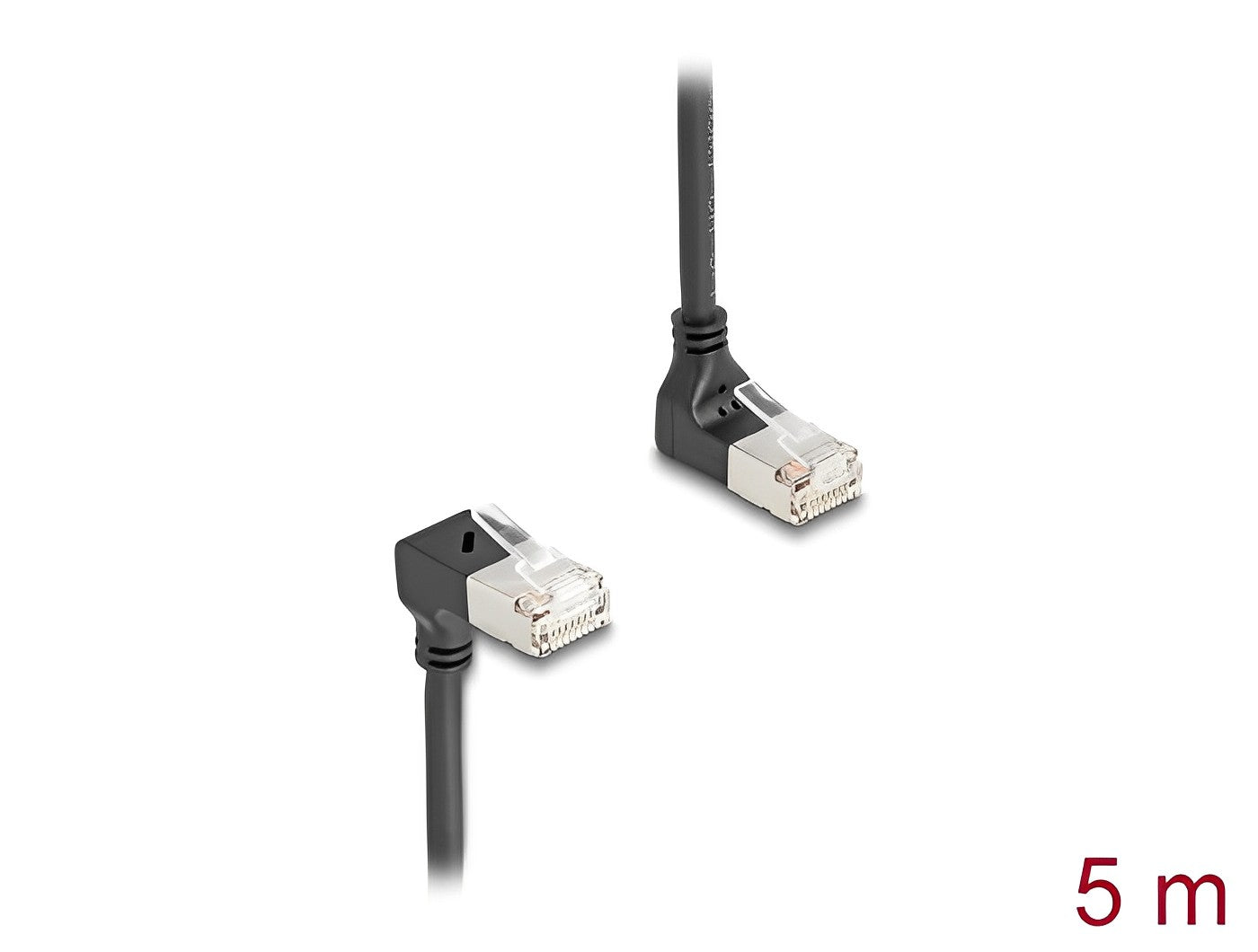 כבל רשת מסוכך RJ45 Cat.6A S/FTP Slim ז/ז שני צדדים בזווית 90° צד אחד למעלה צד שני למטה - delock.israel