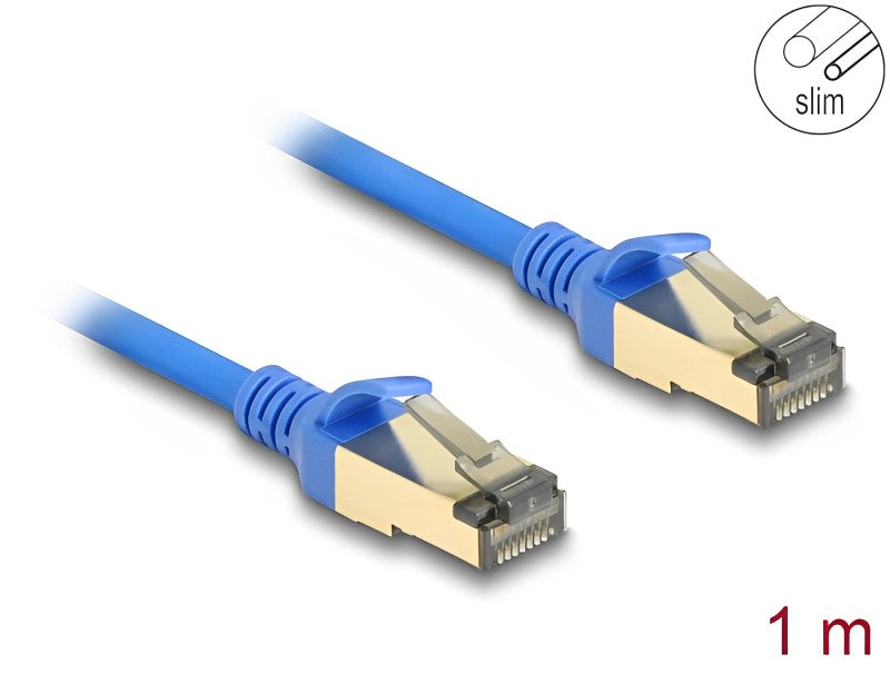 כבל רשת מסוכך RJ45 Cat.8.1 F/FTP 40Gbps Slim ז/ז צבע כחול - delock.israel