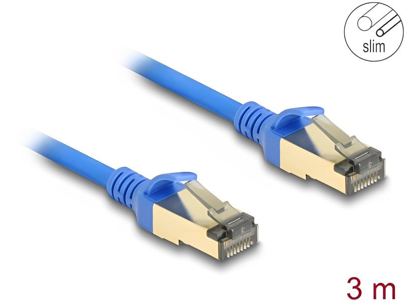 כבל רשת מסוכך RJ45 Cat.8.1 F/FTP 40Gbps Slim ז/ז צבע כחול - delock.israel