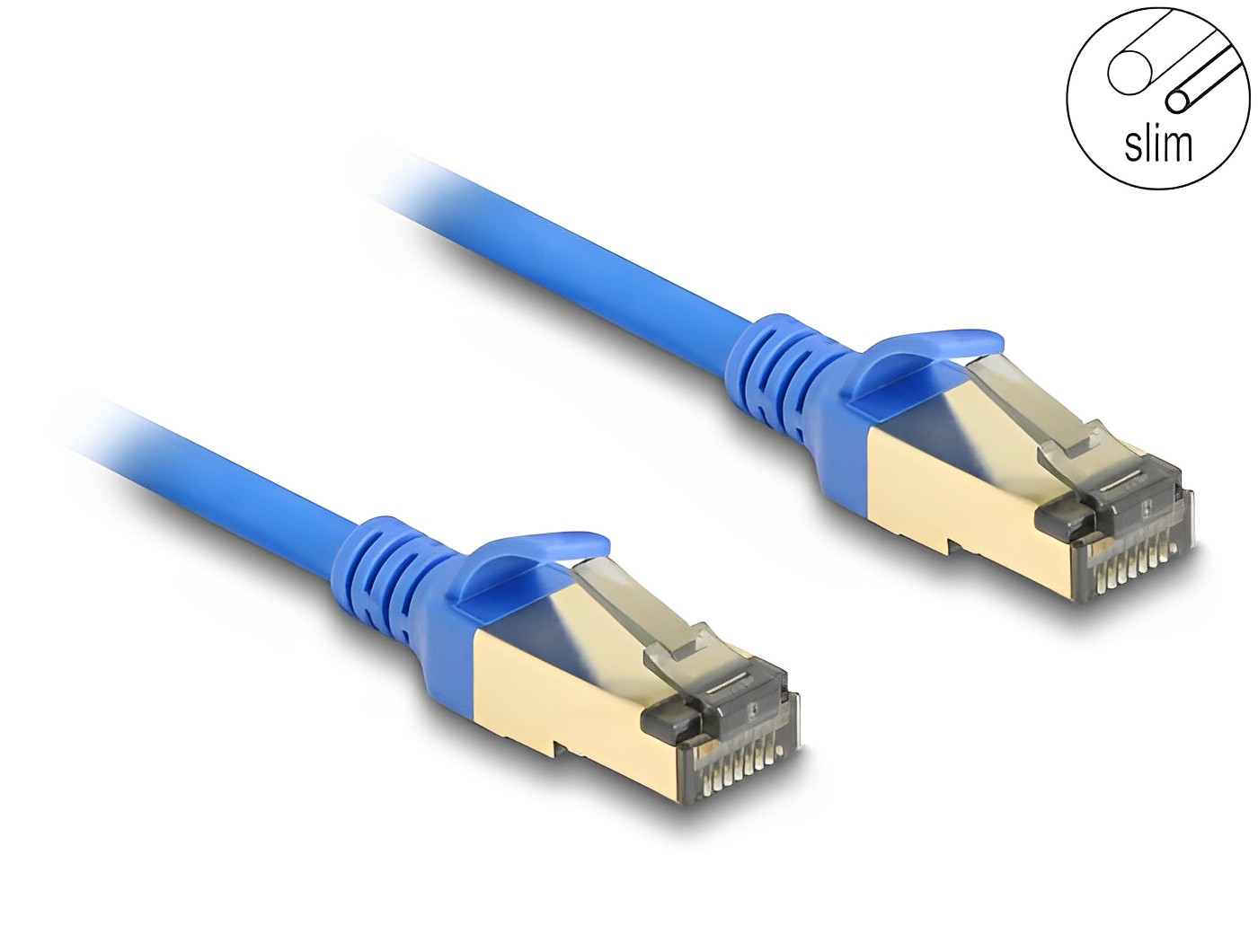 כבל רשת מסוכך RJ45 Cat.8.1 F/FTP 40Gbps Slim ז/ז צבע כחול - delock.israel