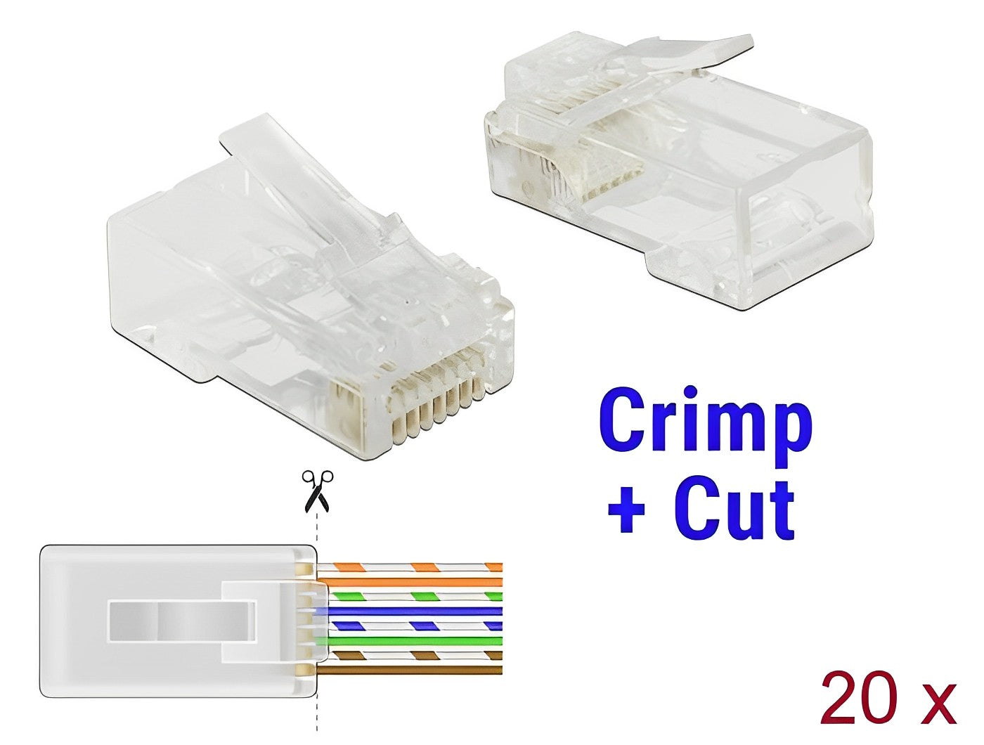 תקע רשת לא מסוכך RJ45 Cat.6 UTP PASS-THROUGH - delock.israel
