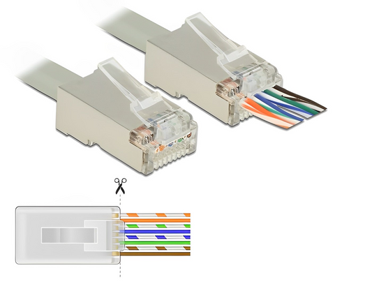 תקע רשת מסוכך RJ45 Cat.6 PASS-THROUGH - delock.israel