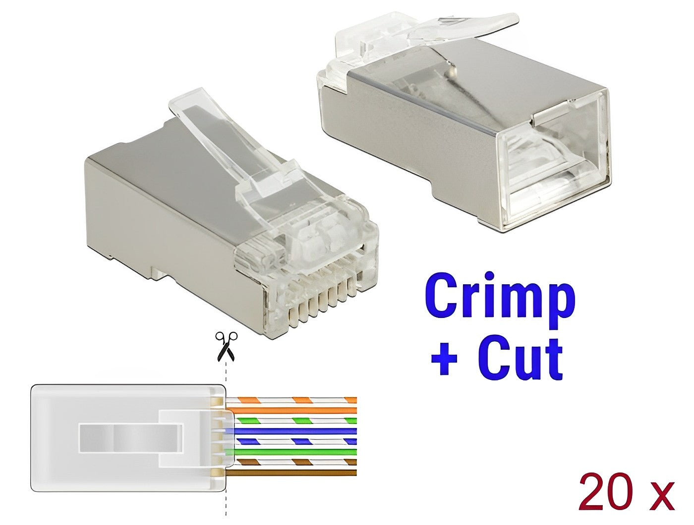 תקע רשת מסוכך RJ45 Cat.6 PASS-THROUGH - delock.israel