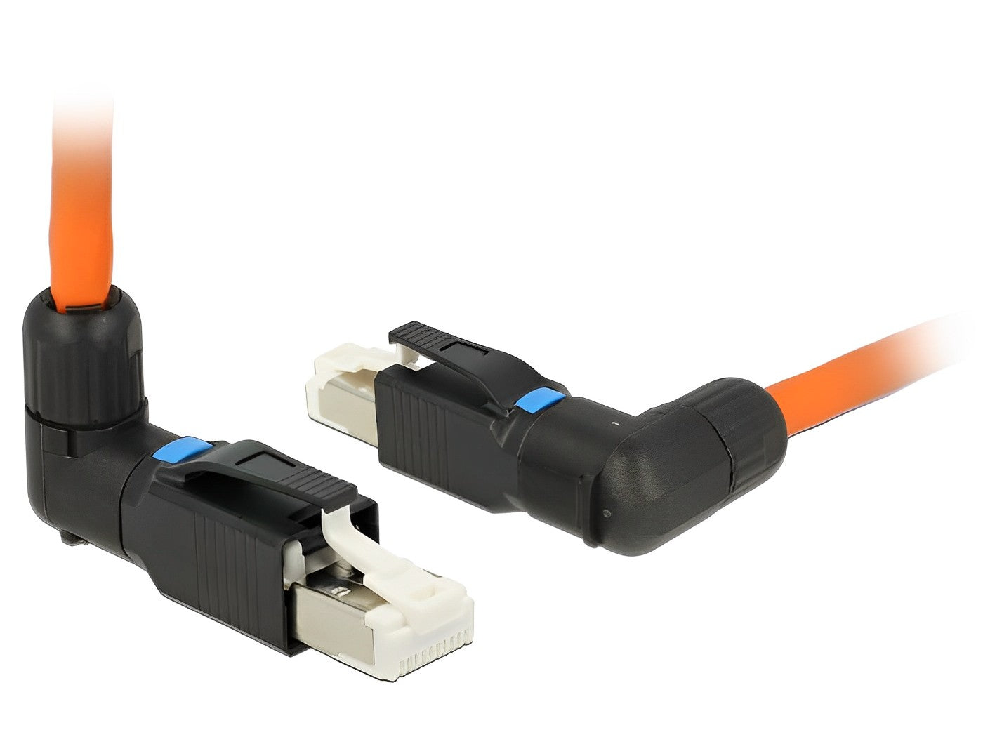 תקע רשת מסוכך RJ45 Cat.6A בזווית 90° ללא כלי עבודה - delock.israel