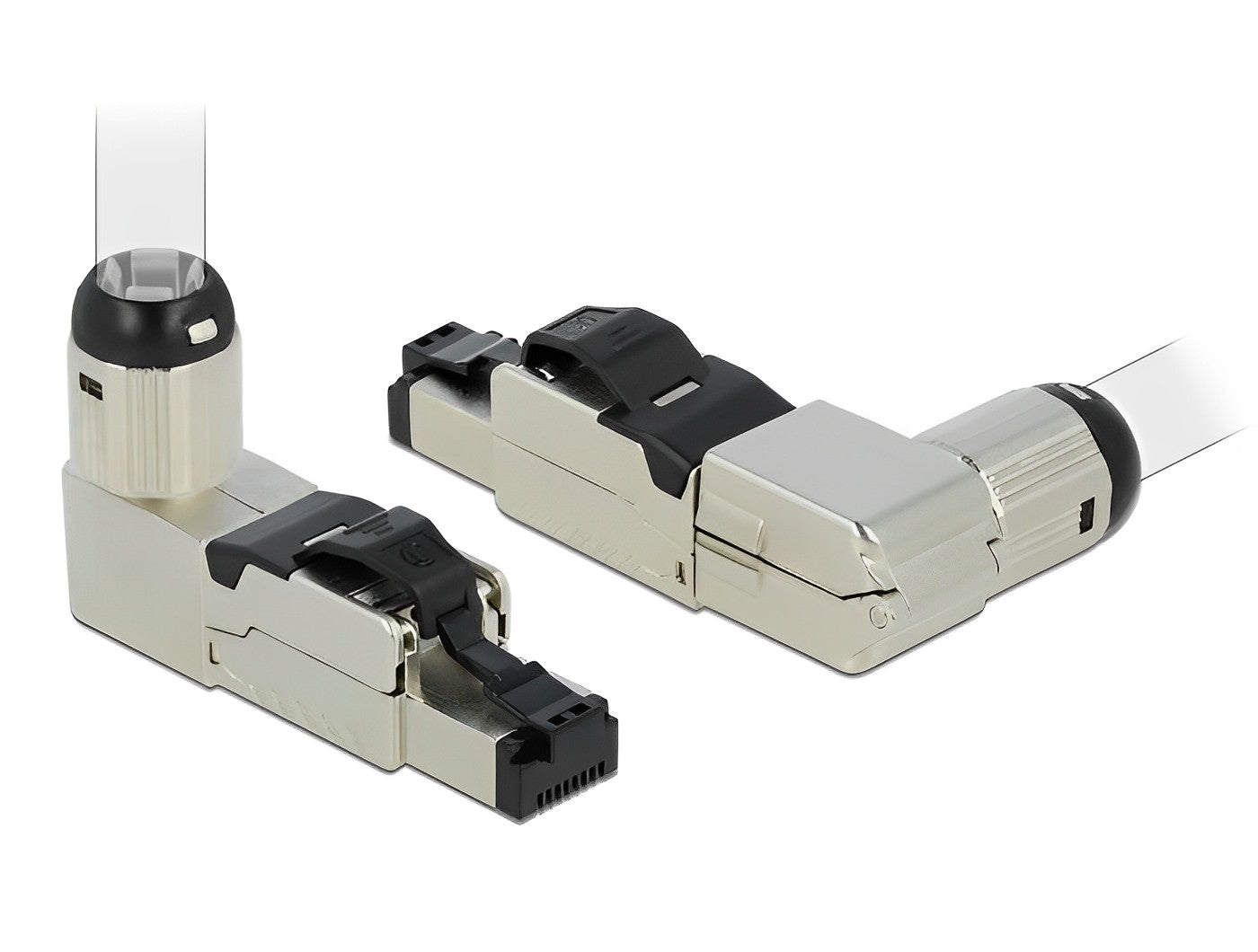 תקע רשת מסוכך RJ45 Cat.8.1 בזווית 90° ללא כלי עבודה - delock.israel