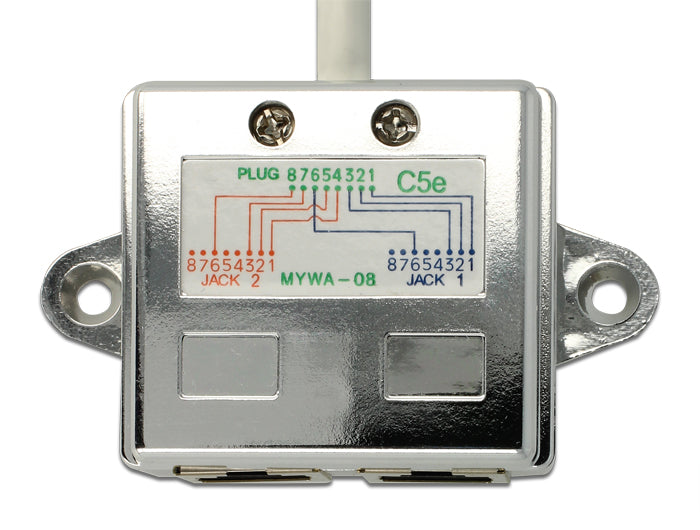 מתאם Y לפיצול חיבור רשת RJ45 ל- 2 שקעים (2x Ethernet) - delock.israel