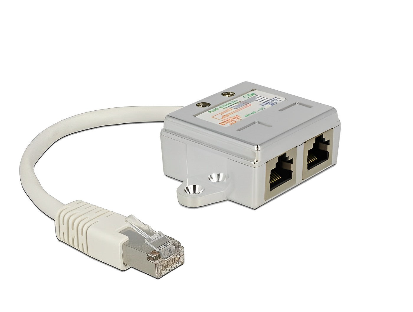 מתאם Y לפיצול חיבור רשת RJ45 ל- 2 שקעים (2x ISDN) - delock.israel