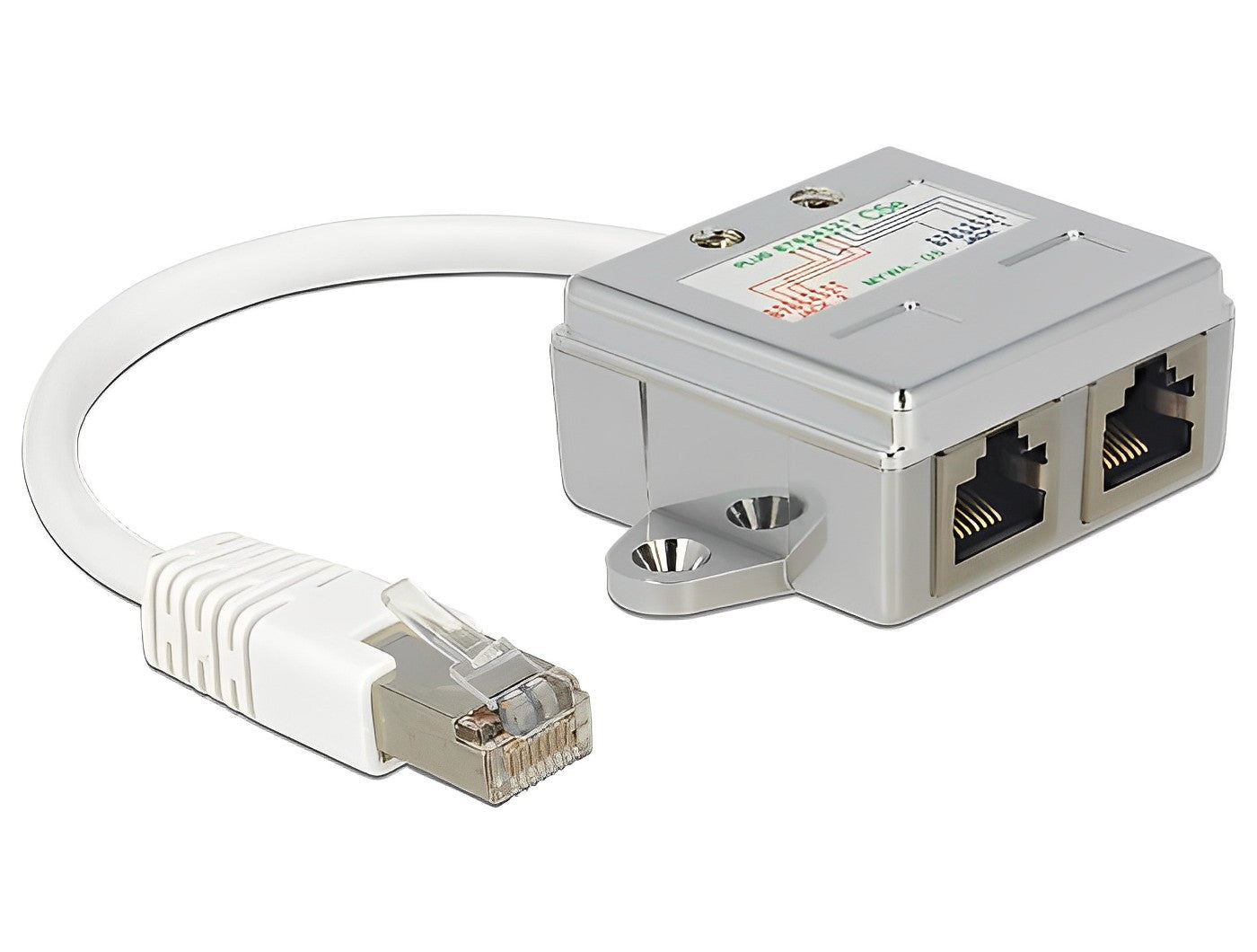 מתאם Y לפיצול חיבור רשת RJ45 ל- 2 שקעים (1x Ethernet, 1x ISDN) - delock.israel