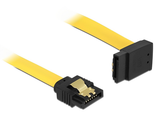 כבל SATA 6 Gb/s צד אחד בזווית 90° צבע צהוב - delock.israel