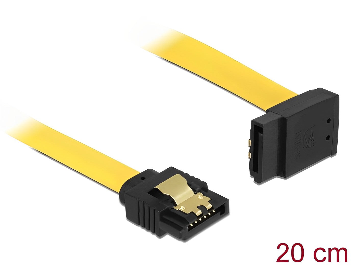 כבל SATA 6 Gb/s צד אחד בזווית 90° צבע צהוב - delock.israel