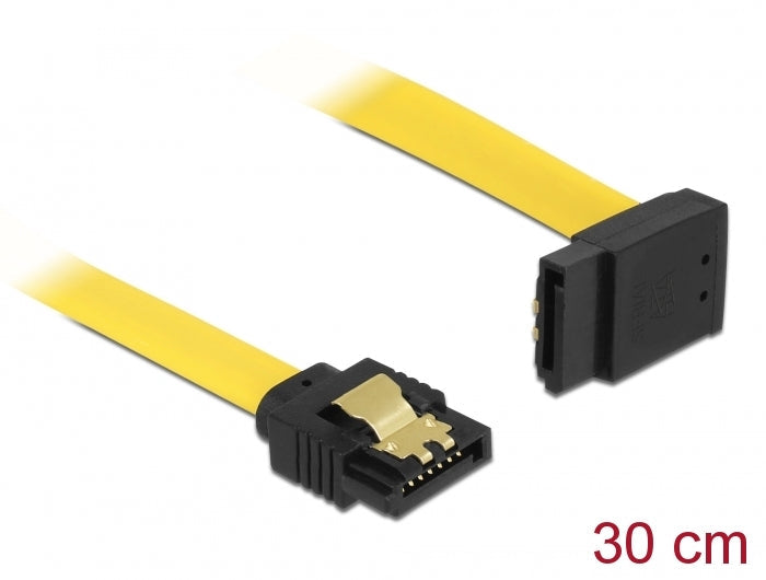 כבל SATA 6 Gb/s צד אחד בזווית 90° צבע צהוב - delock.israel