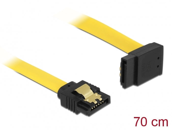 כבל SATA 6 Gb/s צד אחד בזווית 90° צבע צהוב - delock.israel