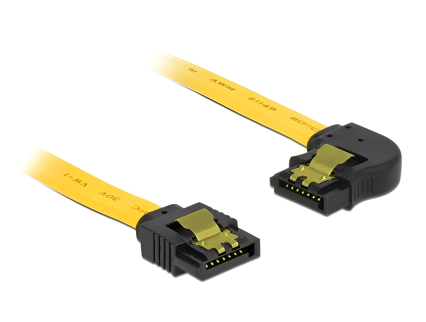 כבל SATA 6 Gb/s צד אחד בזווית 90° שמאלה צבע צהוב - delock.israel