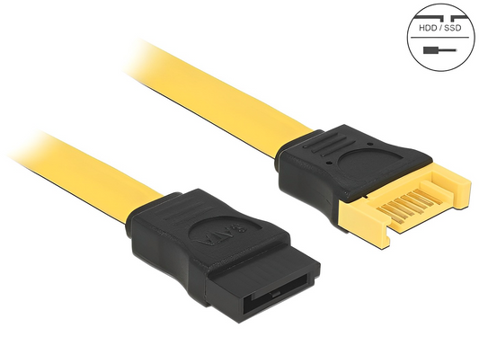 כבל מאריך SATA 6 Gb/s ז/נ צבע צהוב - delock.israel