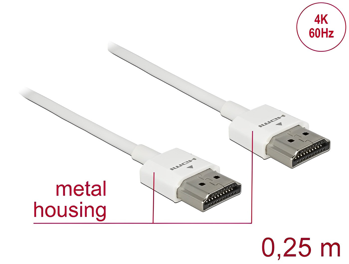 Delock Cable High Speed HDMI with Ethernet - HDMI-A male > HDMI-A male 3D 4K 0.25 m Slim High Quality - delock.israel