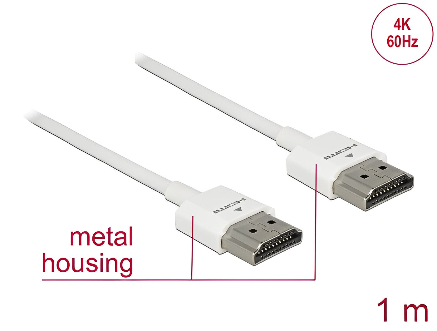 Delock Cable High Speed HDMI with Ethernet - HDMI-A male > HDMI-A male 3D 4K 1 m Slim High Quality - delock.israel