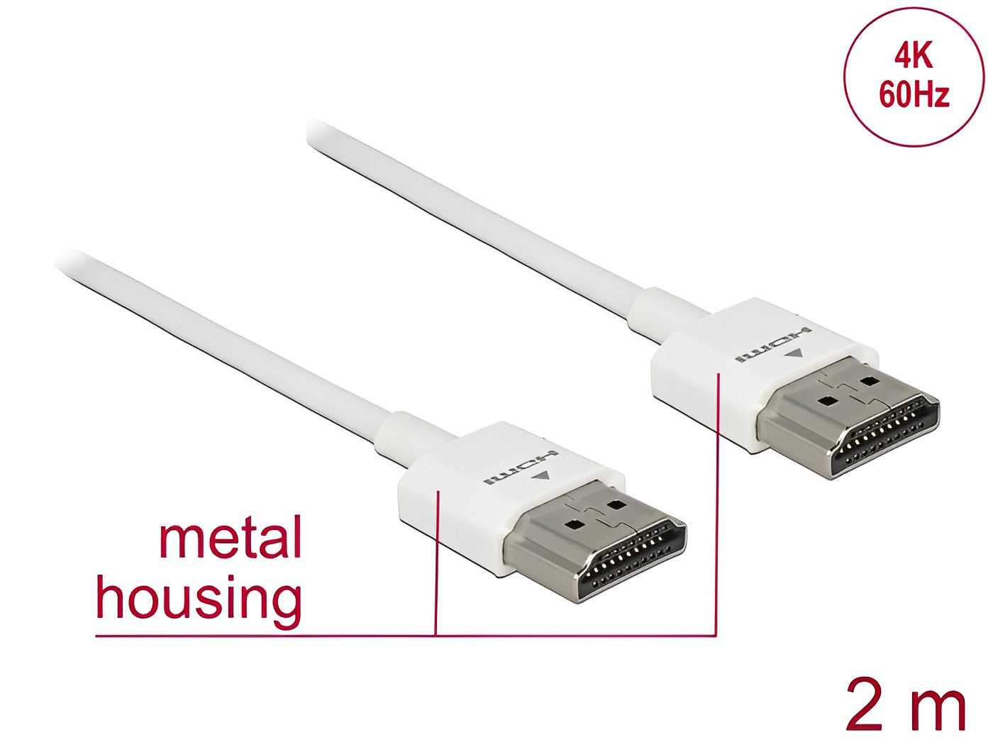 Delock Cable High Speed HDMI with Ethernet - HDMI-A male > HDMI-A male 3D 4K 2 m Slim High Quality - delock.israel