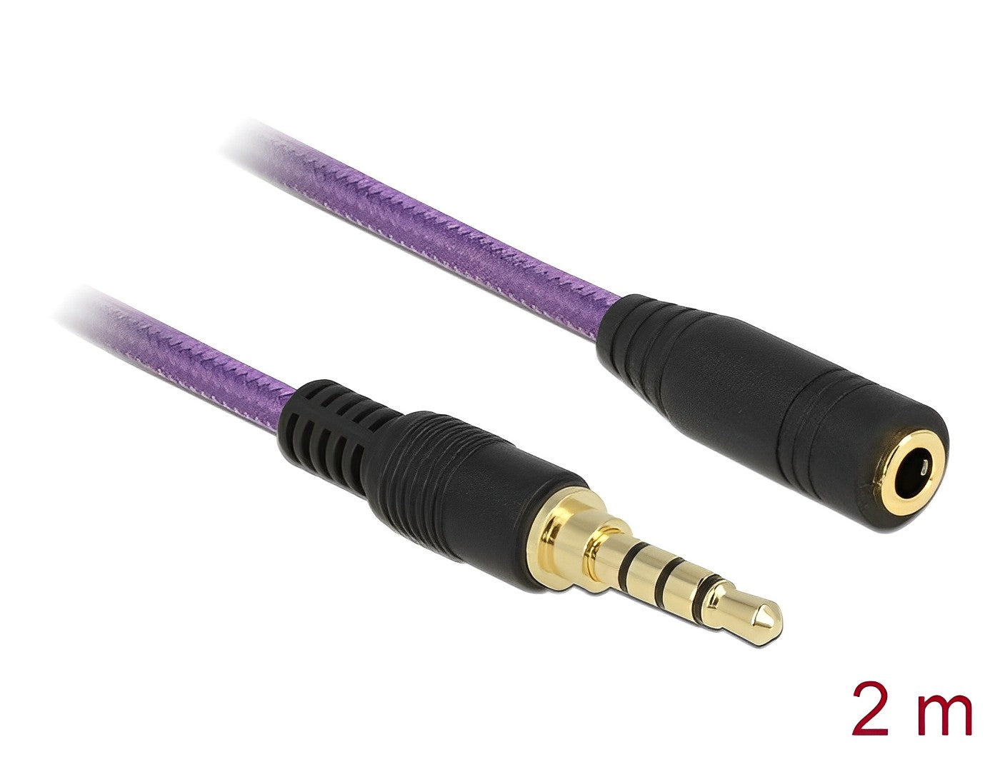 כבל מאריך אודיו PL 3.5 סטריאו 4 מגעים ז/נ צבע סגול - delock.israel