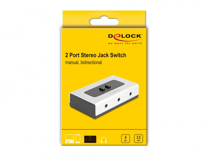 מיתוג אודיו 2/1 דו - כיווני PL 3.5 סטריאו 4 מגעים - delock.israel
