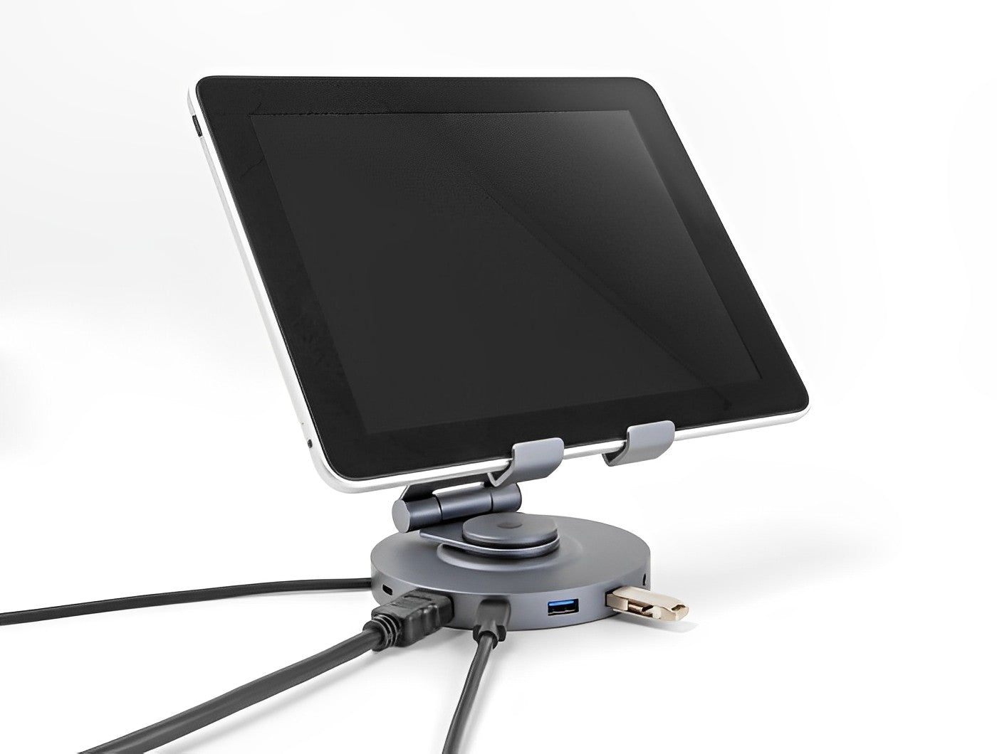 תחנת עגינה USB-C 4K עבור טאבלט ומחשב נייד משולבת עם מעמד מסתובב 360° - delock.israel