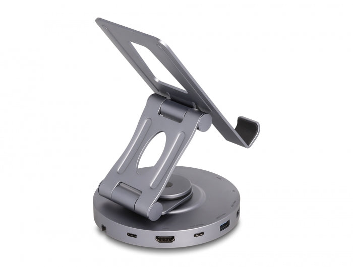 תחנת עגינה USB-C 4K עבור טאבלט ומחשב נייד משולבת עם מעמד מסתובב 360° - delock.israel