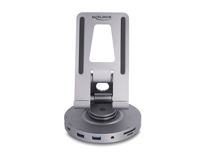 תחנת עגינה USB-C 4K עבור טאבלט ומחשב נייד משולבת עם מעמד מסתובב 360° - delock.israel