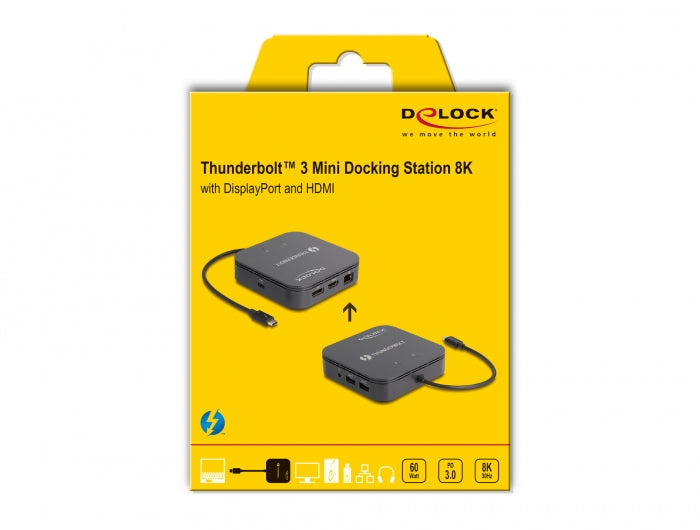 תחנת עגינה Thunderbolt™ 3 8K למחשב נייד עם חיבור ל-2 מסכים בו זמנית - delock.israel