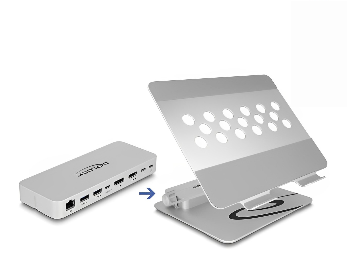 מעמד לטאבלט ולמחשב נייד משולב עם תחנת עגינה USB-C 4K - delock.israel
