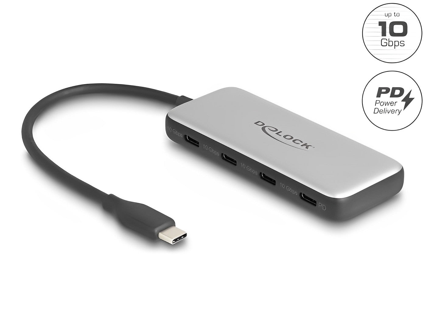 Delock USB 10 Gbps USB Type-C™ Hub with 4 x USB Type-C™ female and PD 85 Watt - delock.israel