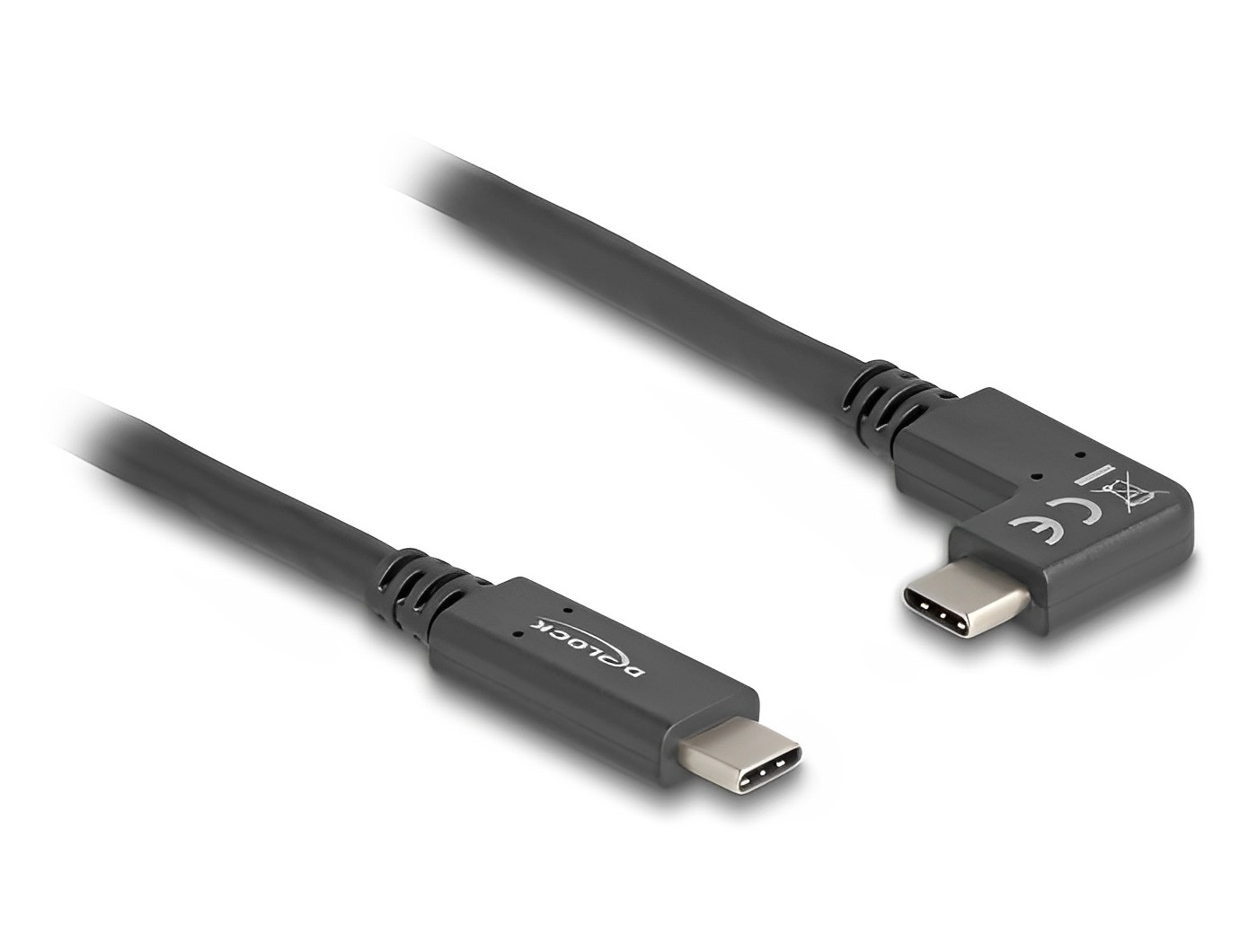 כבל תצוגה ונתונים USB-C 10Gbps 4K HDR ז/ז צד אחד בזווית 90° תומך PD 60W - delock.israel