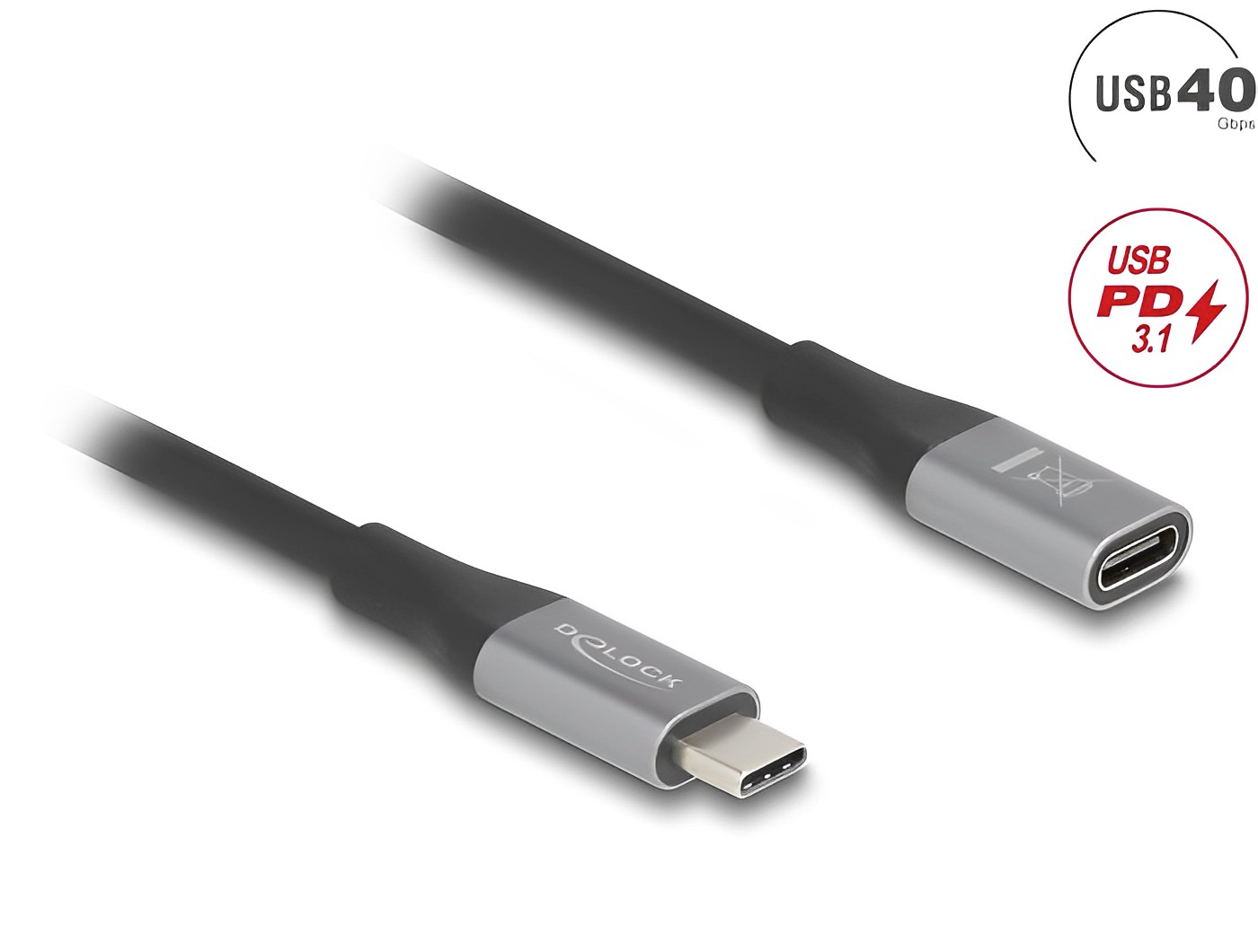 כבל USB-C מבית DELOCK גרמניה מאפשר להאריך חיבור USB-C של מכשירים שונים כגון סמארטפונים, מסכים, תחנות עגינה וכוננים חיצוניים