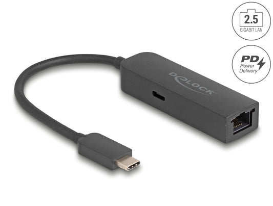 Delock USB Type-C™ Adapter to 2.5 Gigabit LAN with Power Delivery 100 watt - delock.israel